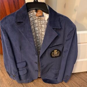 Red Jacket Navy Sport Coat with Embroidered Crest